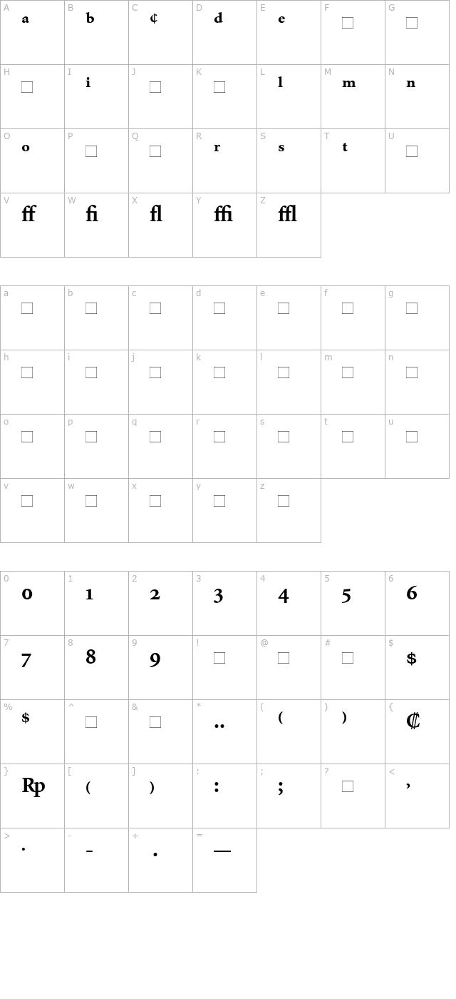 MinionExpert-Bold character map