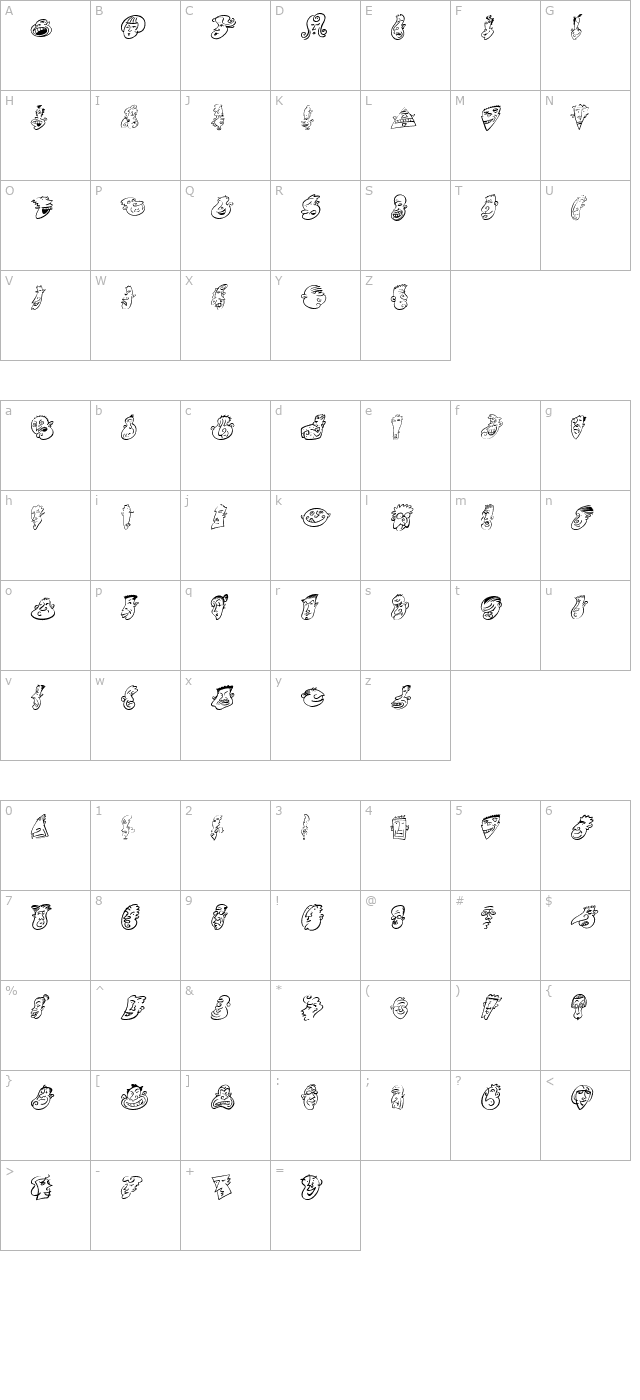 minipics-headbuddies character map