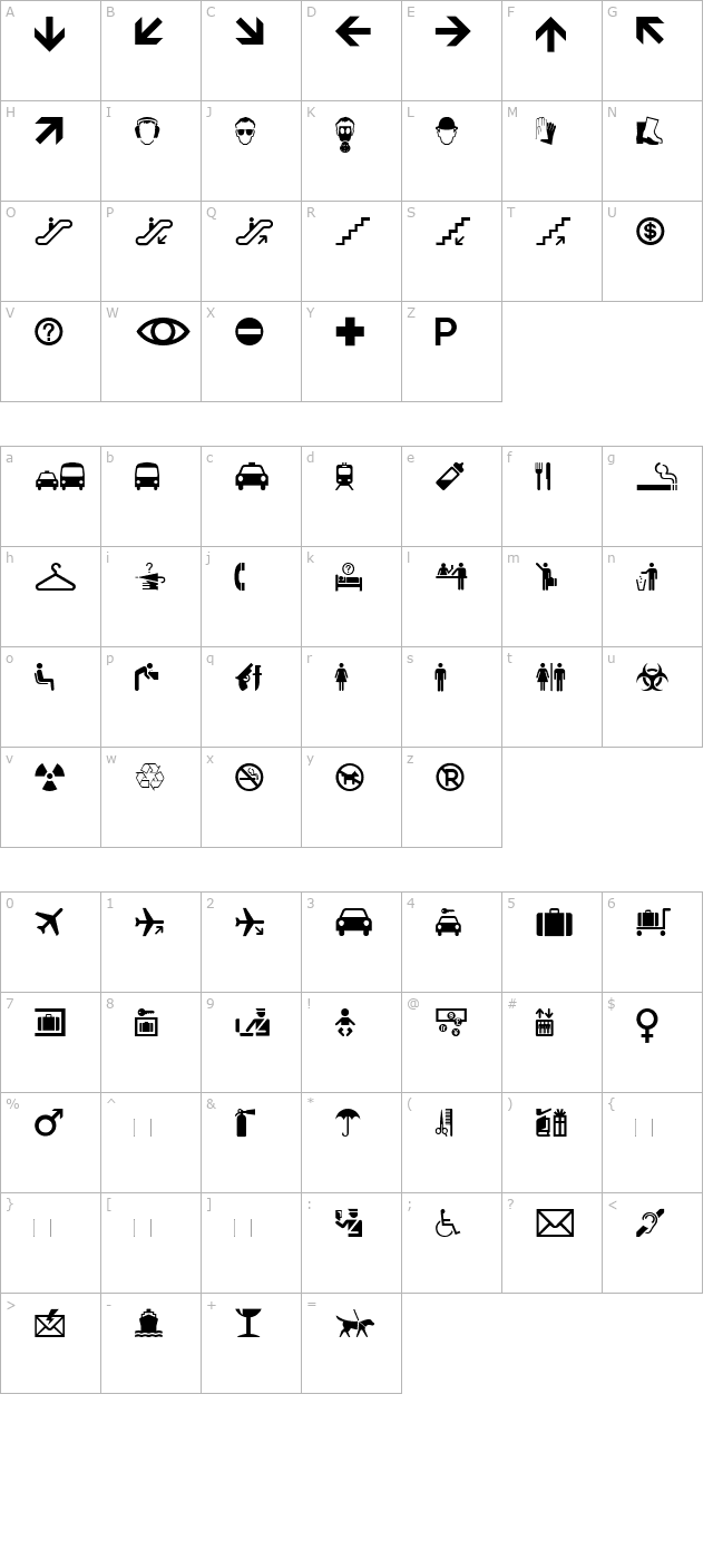 MiniPics-International character map