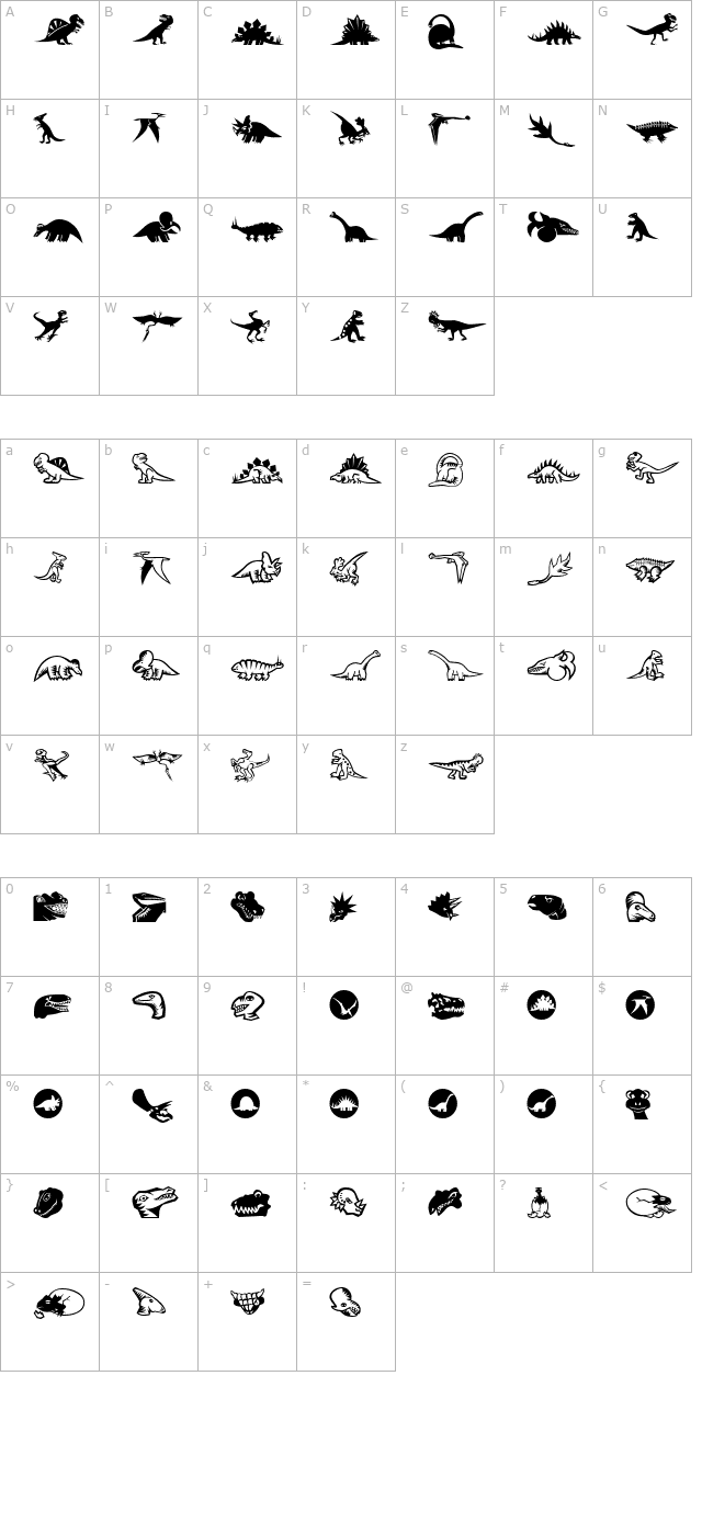 MiniPics LilDinos character map