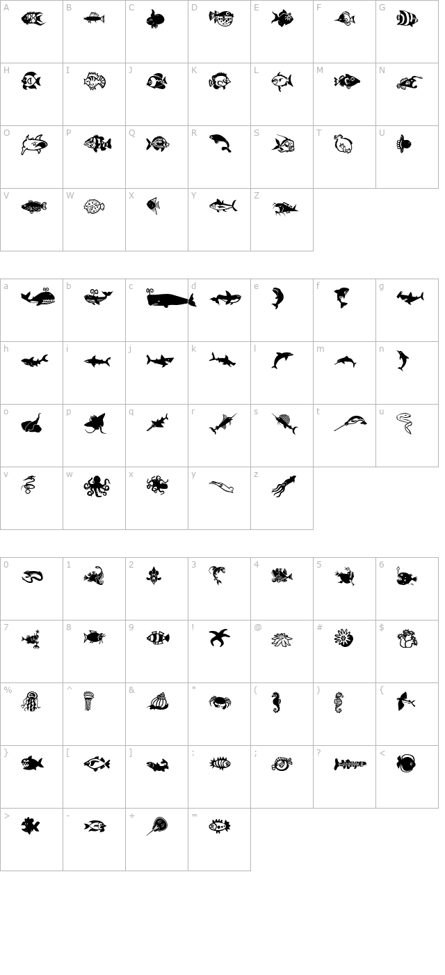 MiniPics LilFishies character map