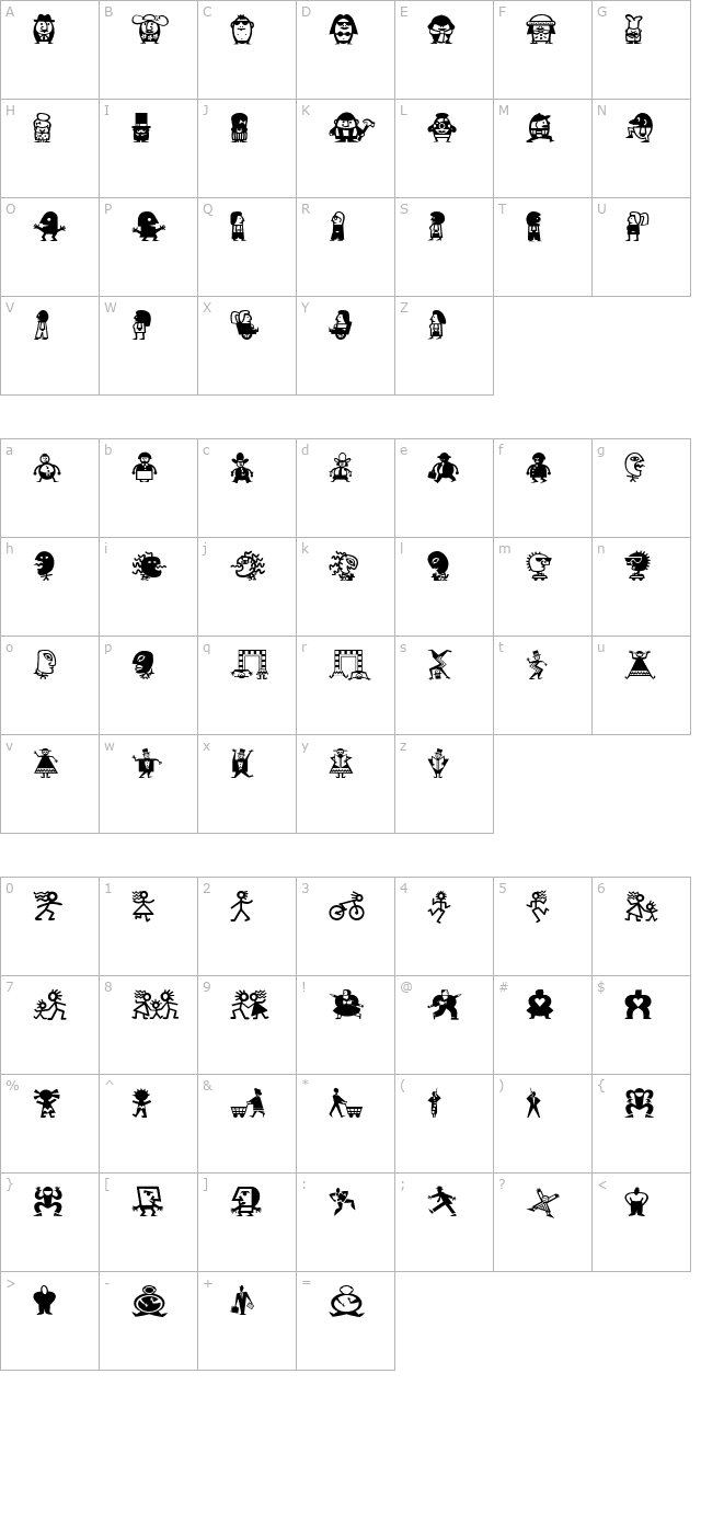 MiniPics LilFolks character map