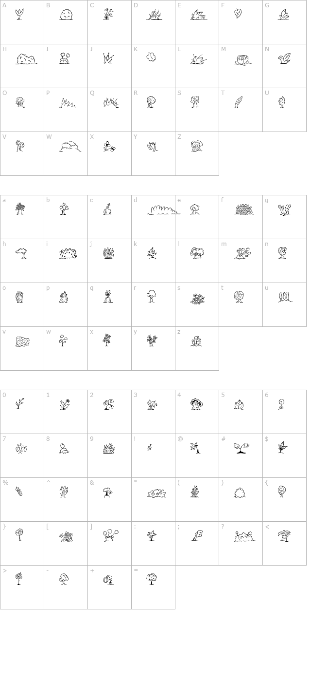 MiniPics UprootedLeaf character map