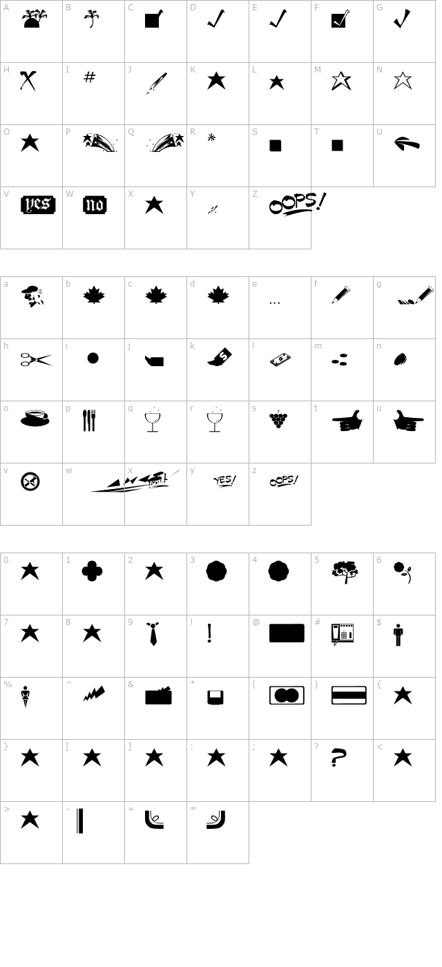 MiniPics character map