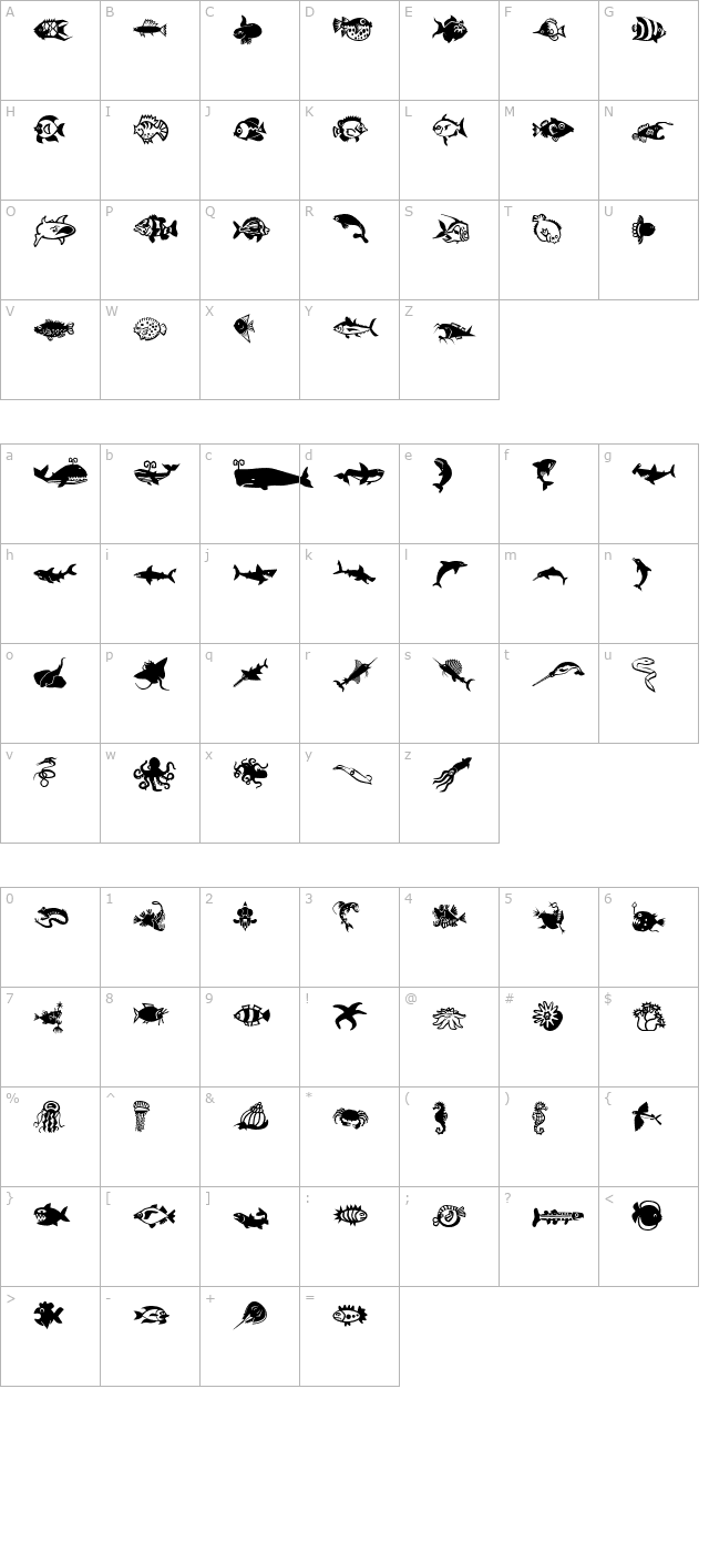 MiniPicsLilFishies character map