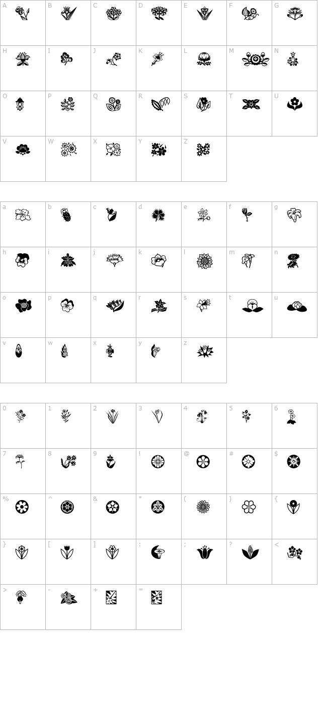 MiniPicsLilFlowers character map