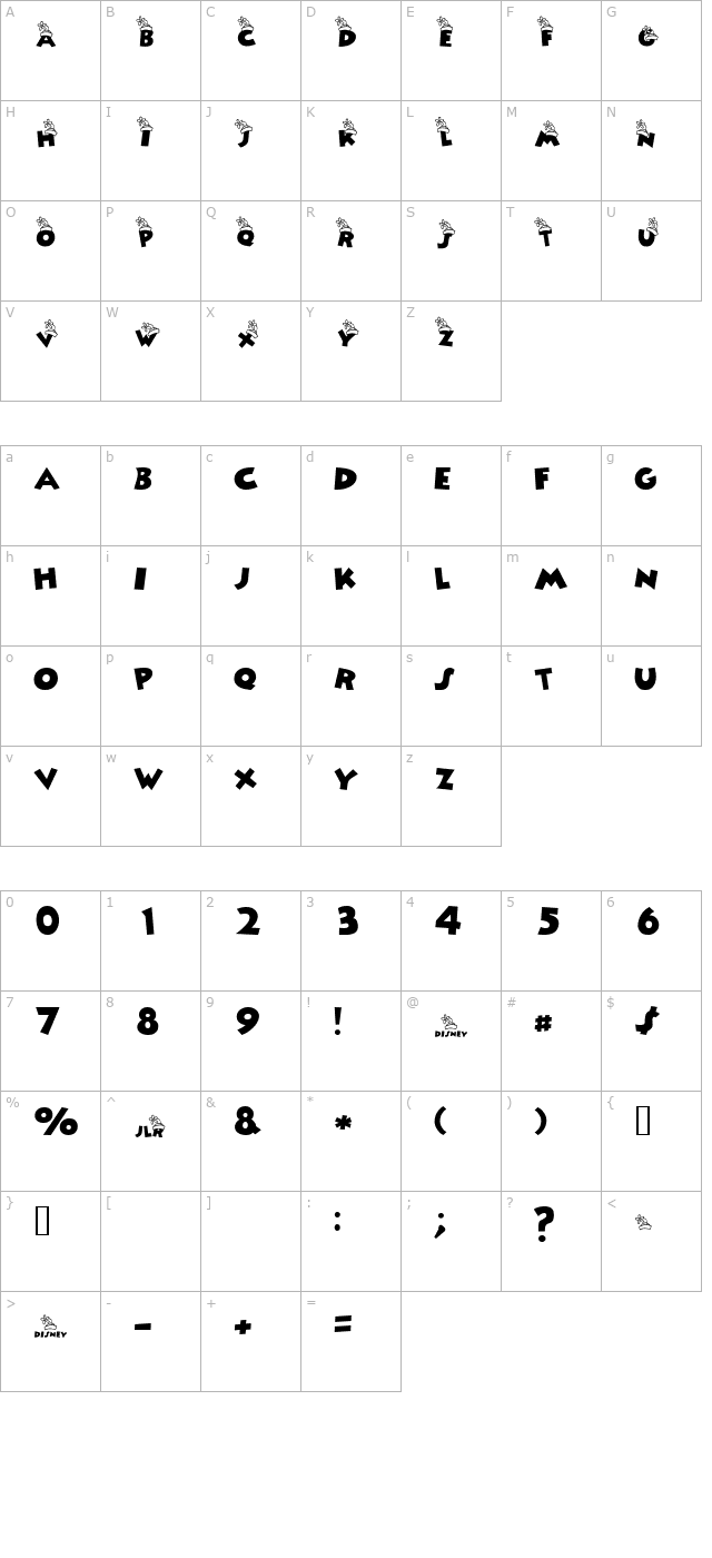 minnies-hat character map