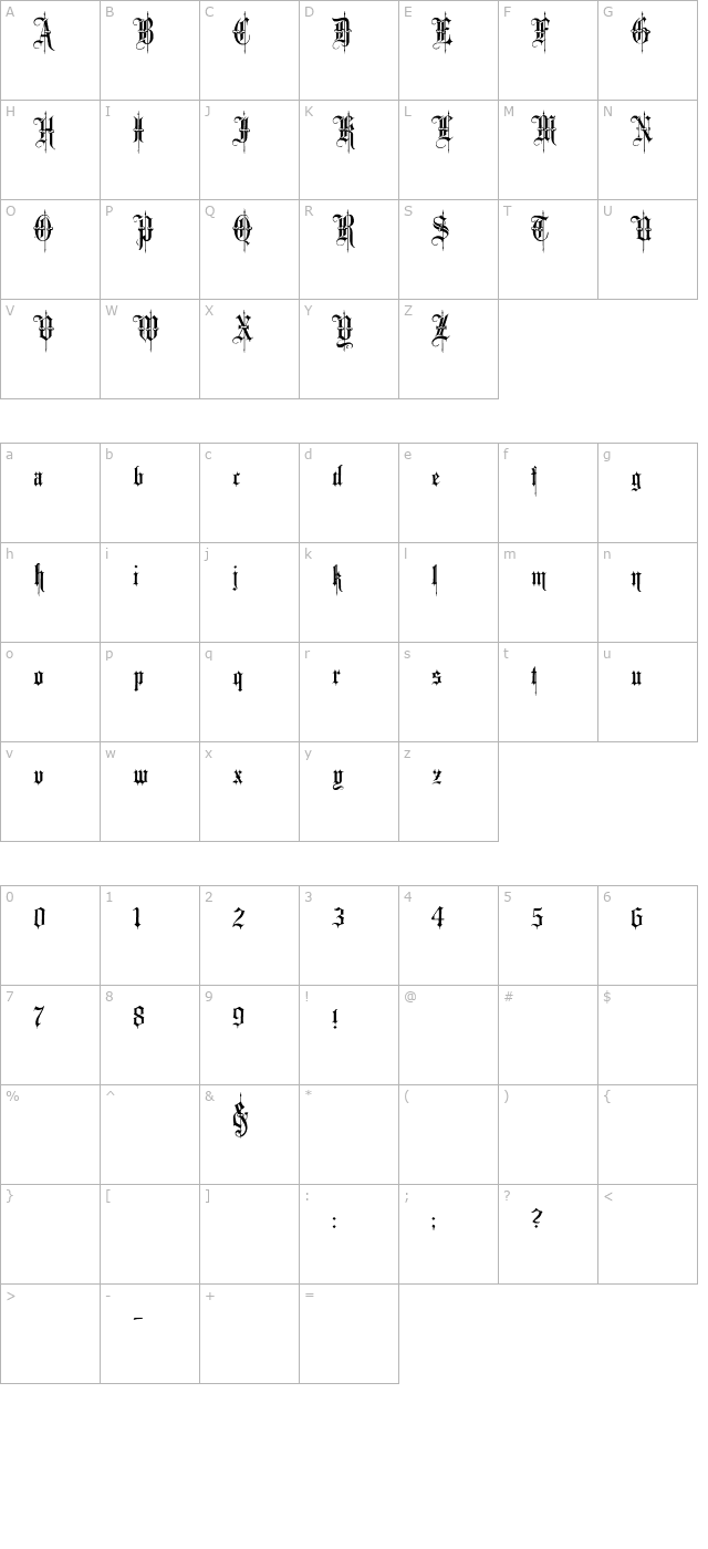 Minster No 4 character map