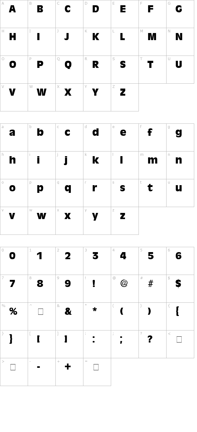 Misce Display SSi character map