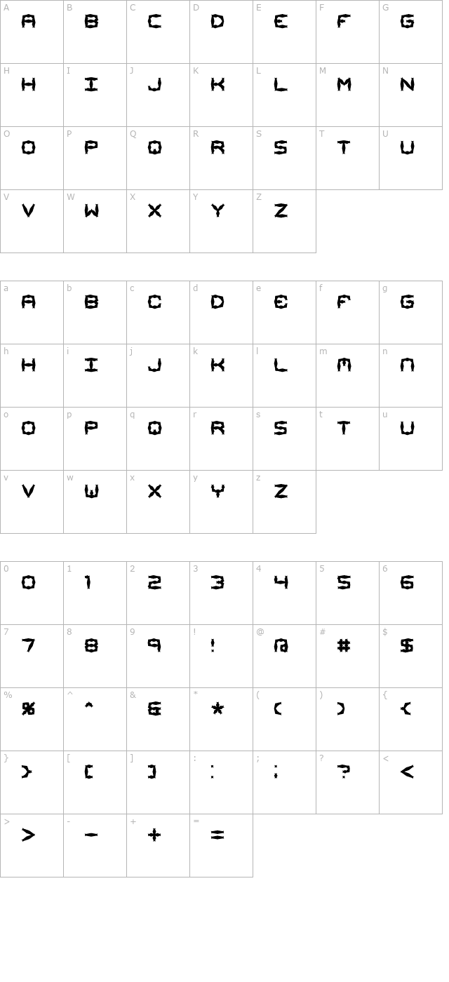 Mishmash ALT1 BRK character map