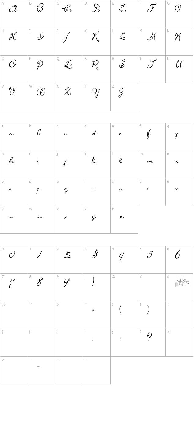 MissBrooks Regular character map