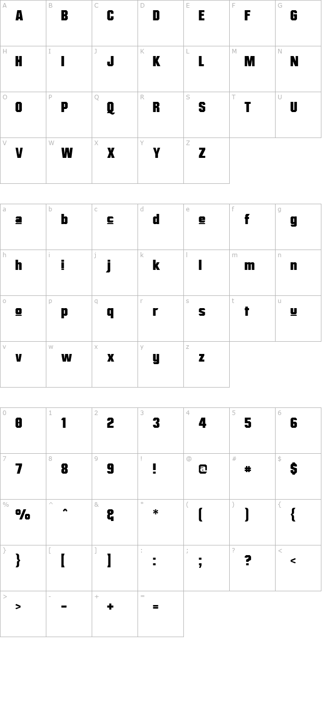 Mister Belvedere Upper character map