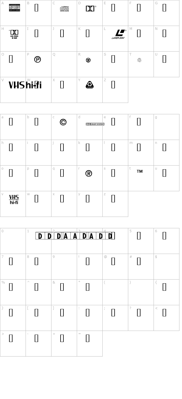 MisterToad Bold character map