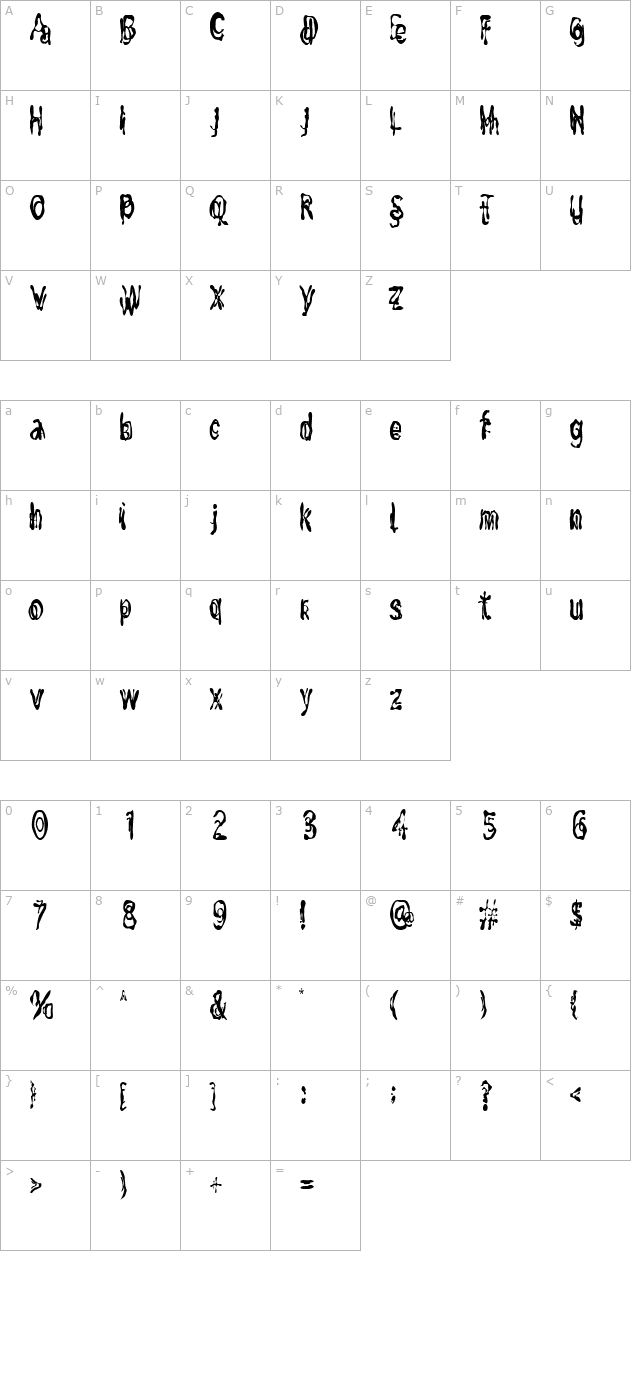 MixUpCondensed character map