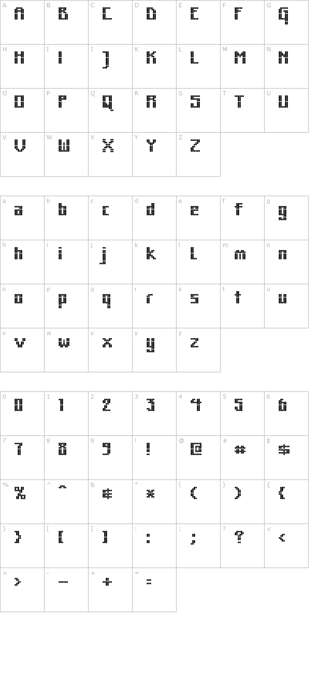 MK Zodnig Square character map