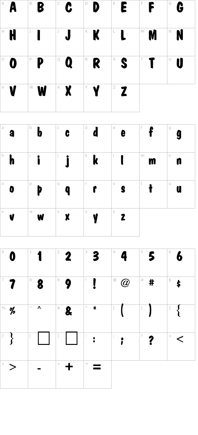 mktbold-plain character map