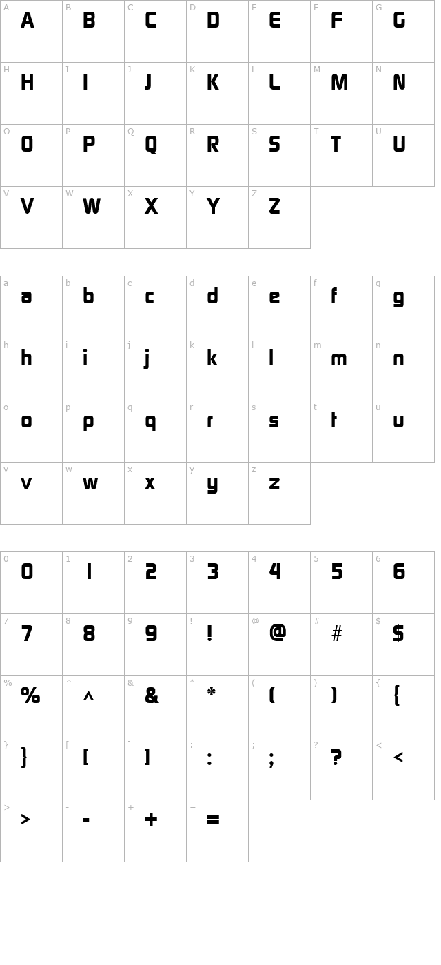 ModaerneHeavy Regular character map