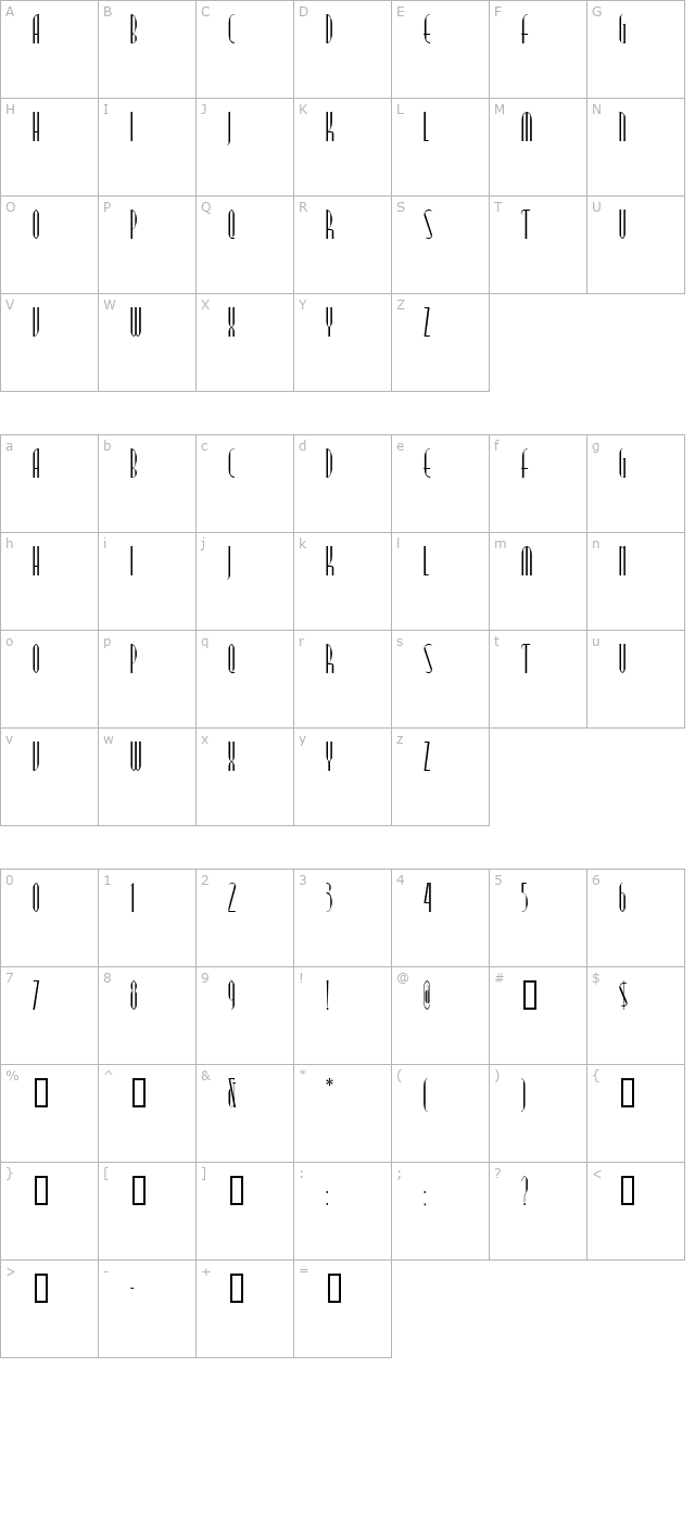 ModernTypography character map