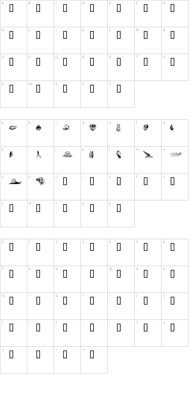 mollusks-one character map