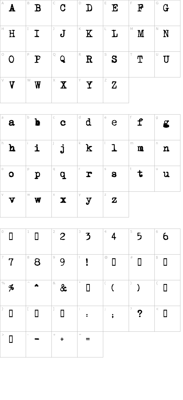 MomsTypewriter character map