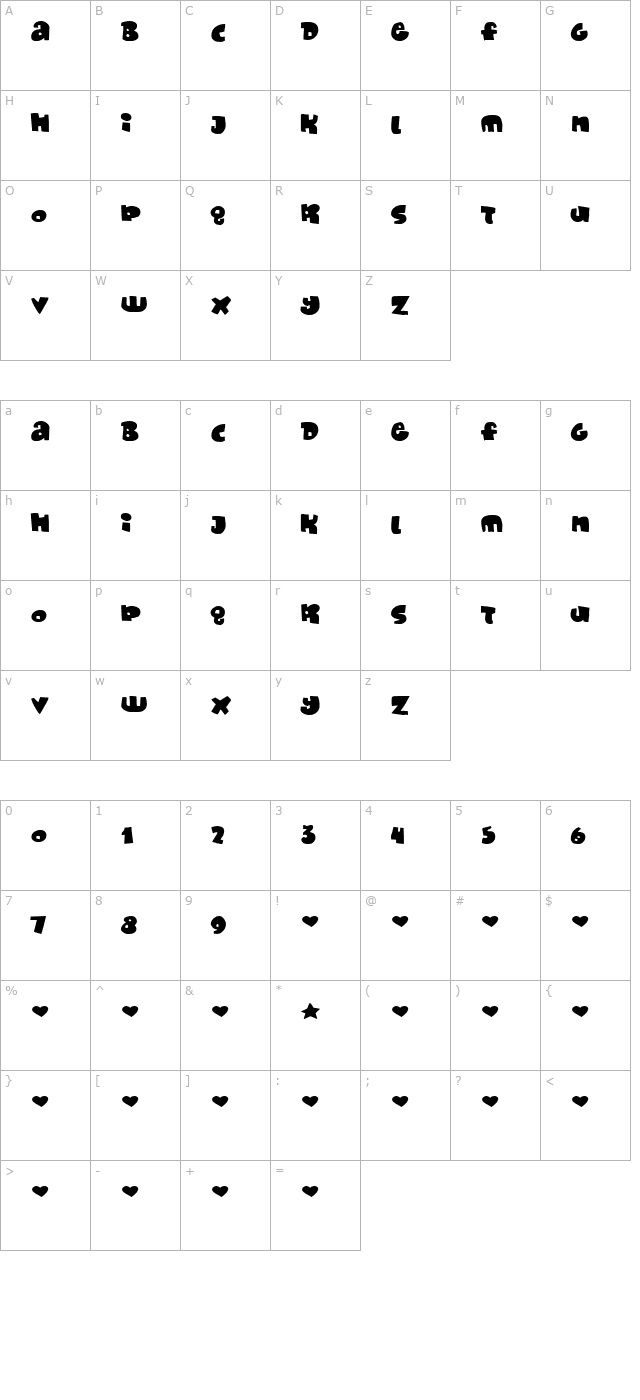 Monafont character map