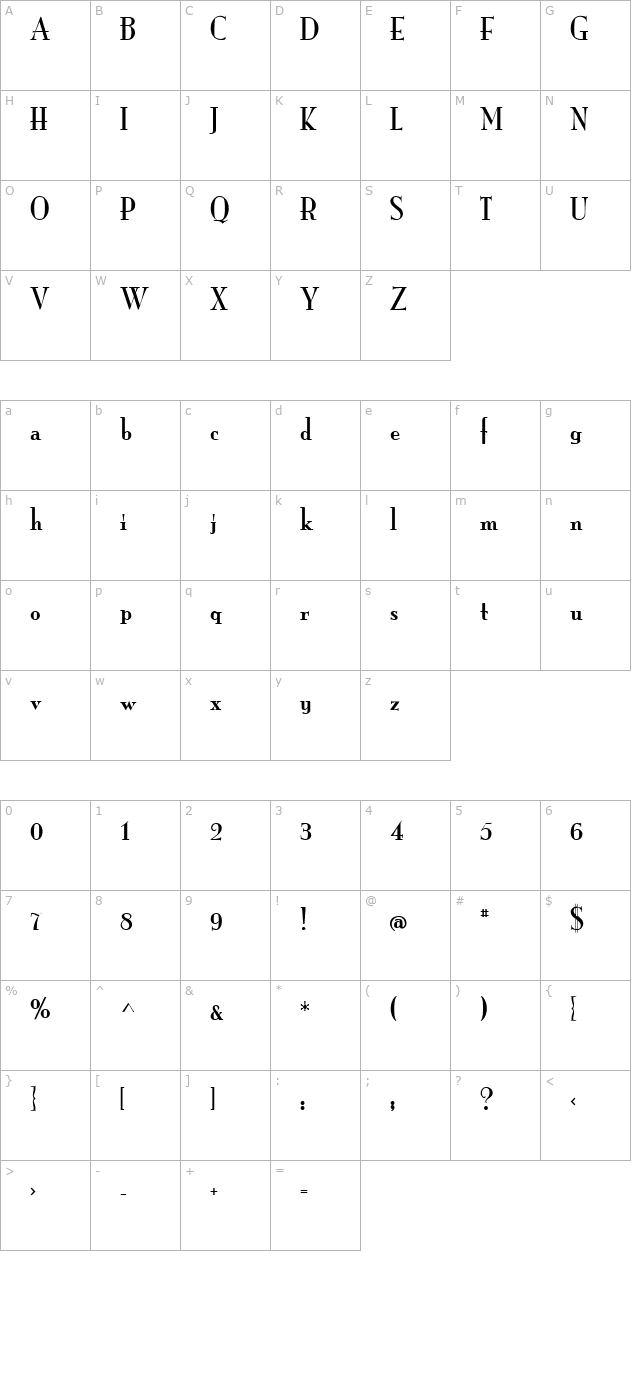 monarch-regular character map