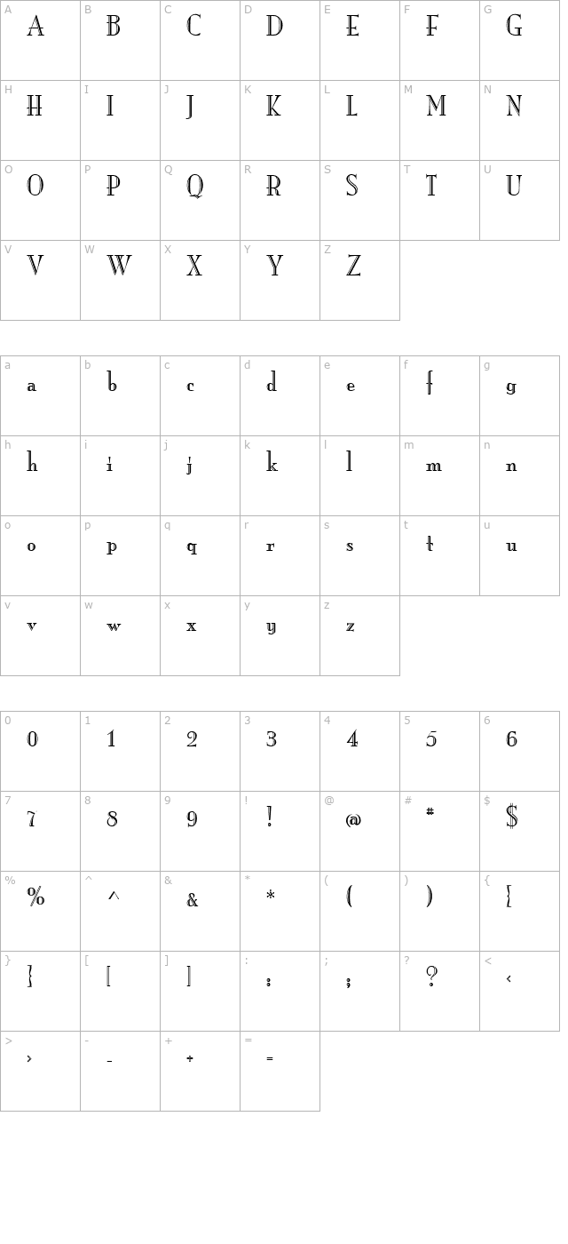 MonarchEngraved Regular character map