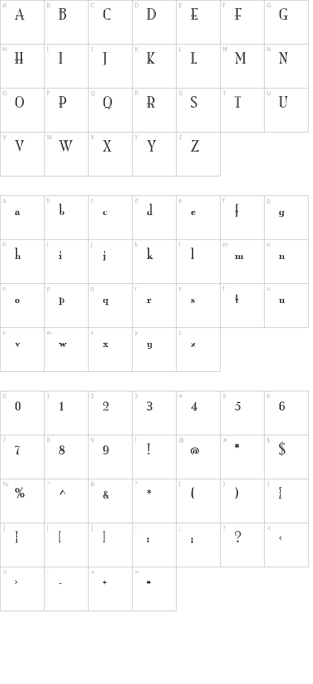 MonarchEngraved character map