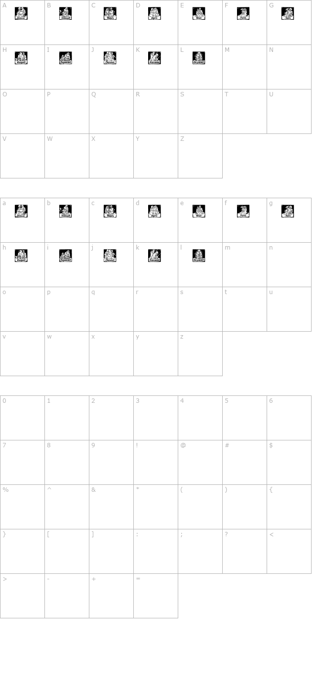 Monats-Vignetten 1 character map