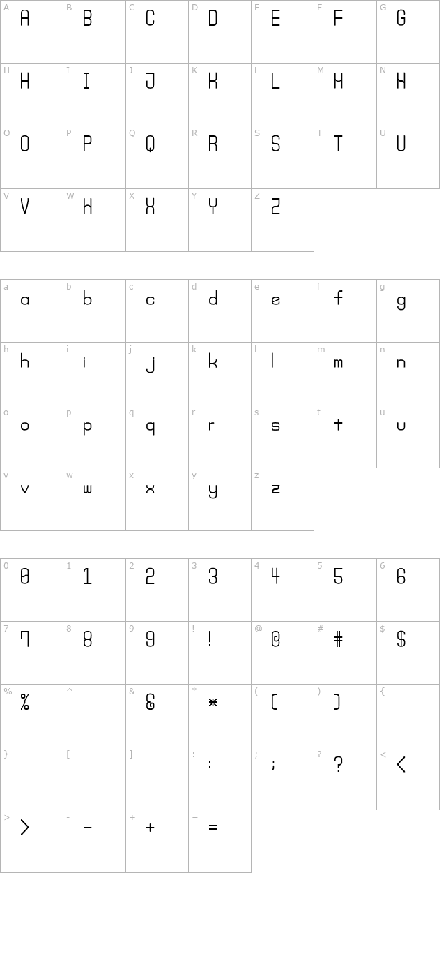 Monday (sRB) character map