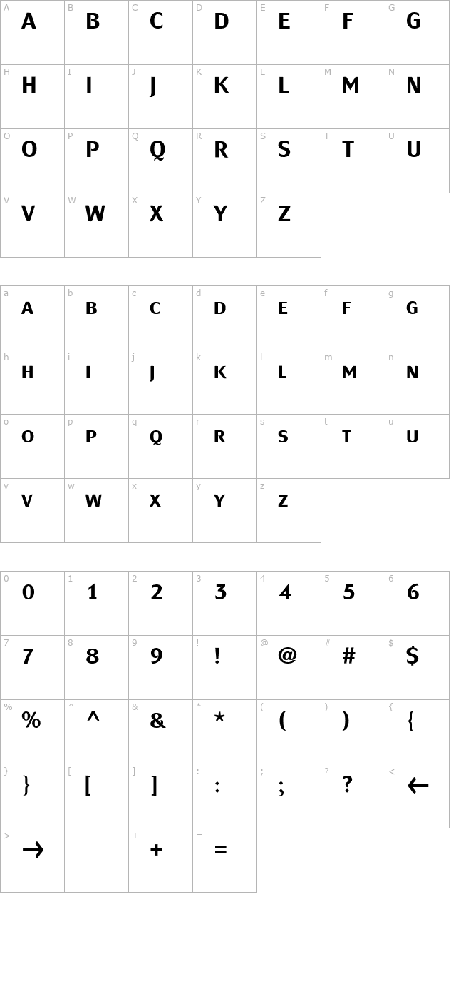 MondialPlus Bold Caps PDF character map