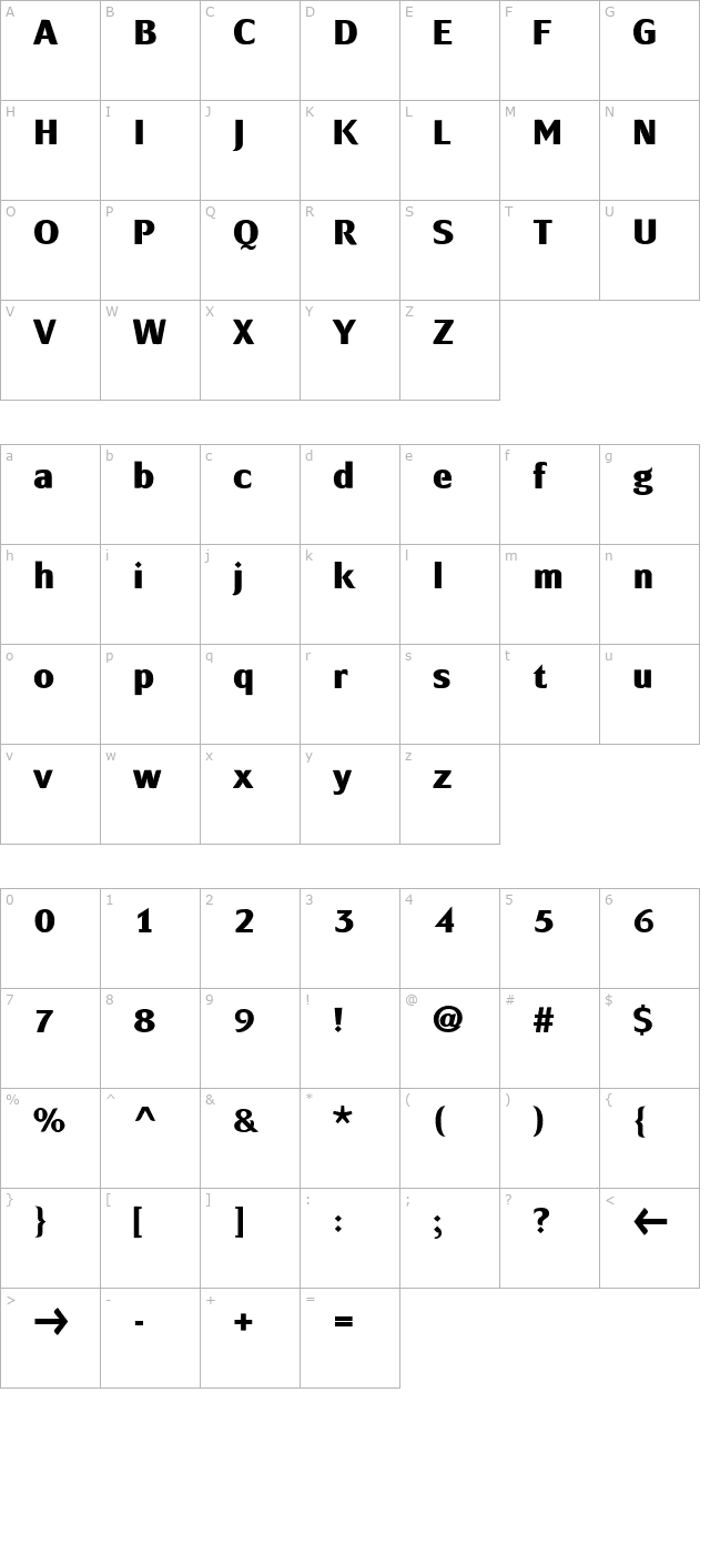 mondialplus-xbold-pdf character map