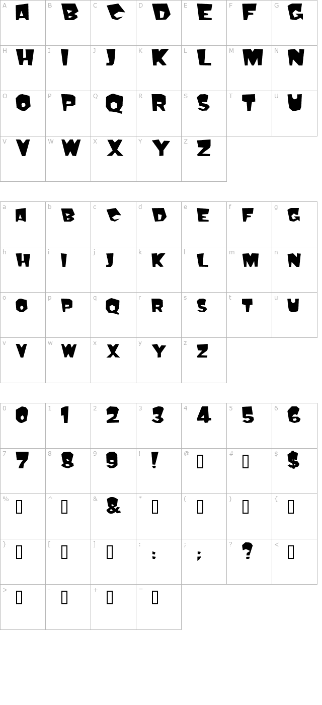 mondo-bold character map