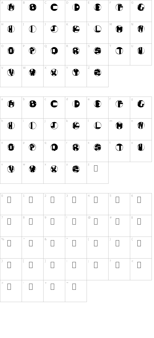 Mondo Techno character map