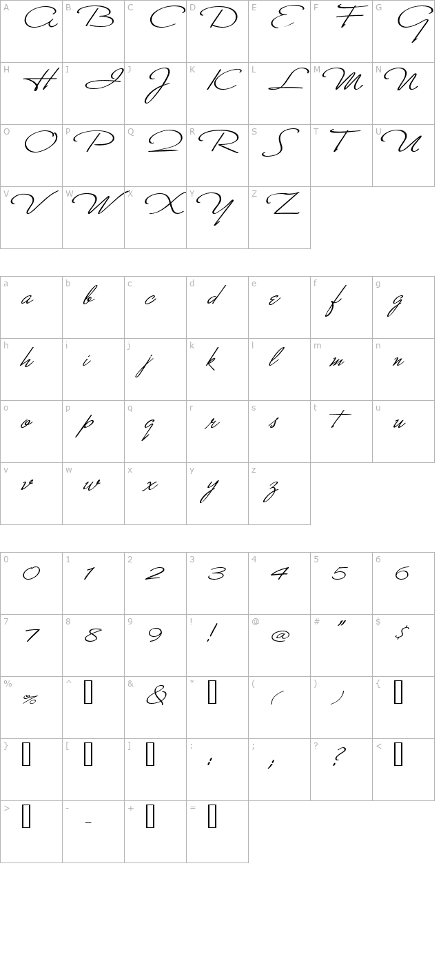 monika-italic character map