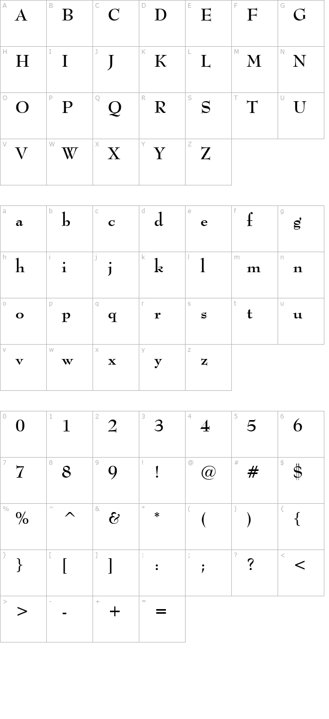 Monitor SSi Bold character map