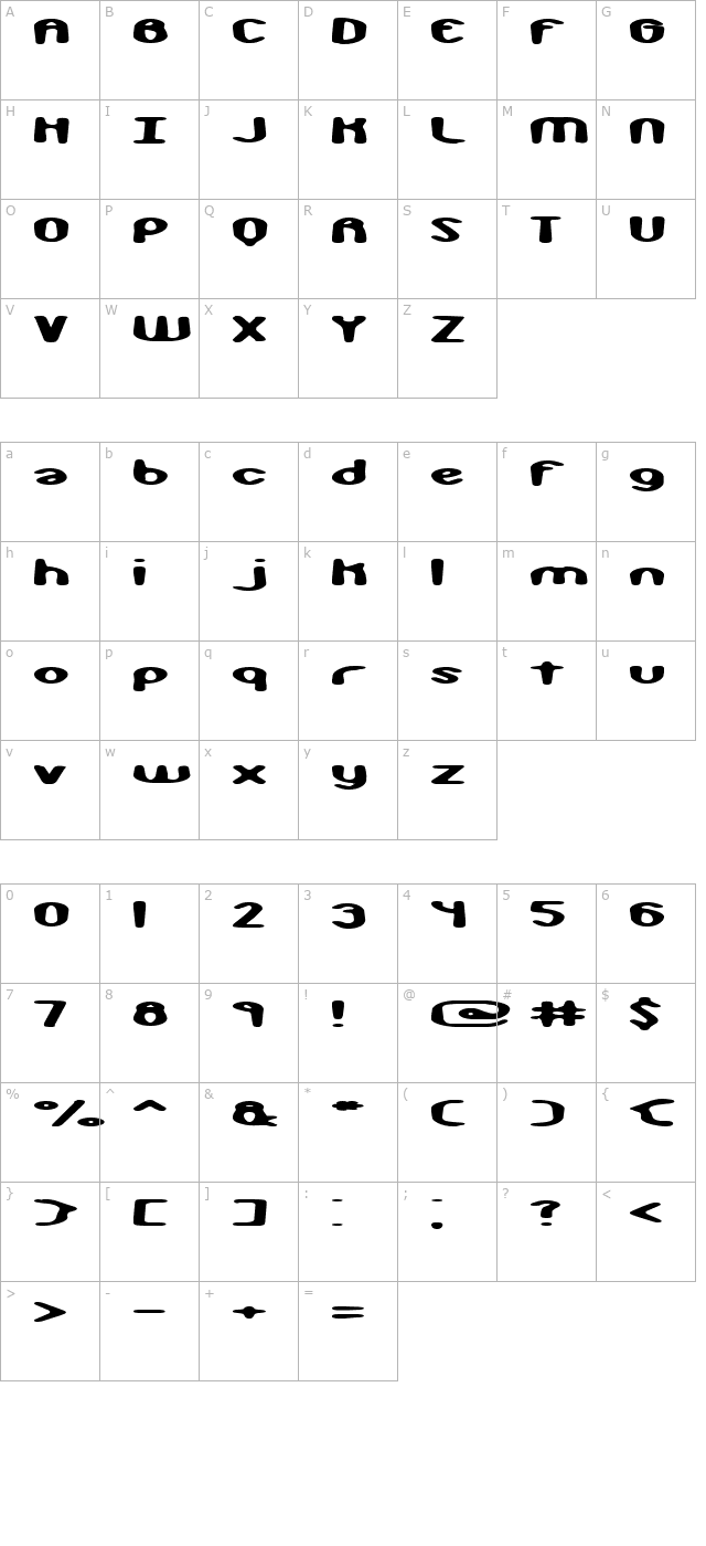 Monkey Phonics -BRK- character map