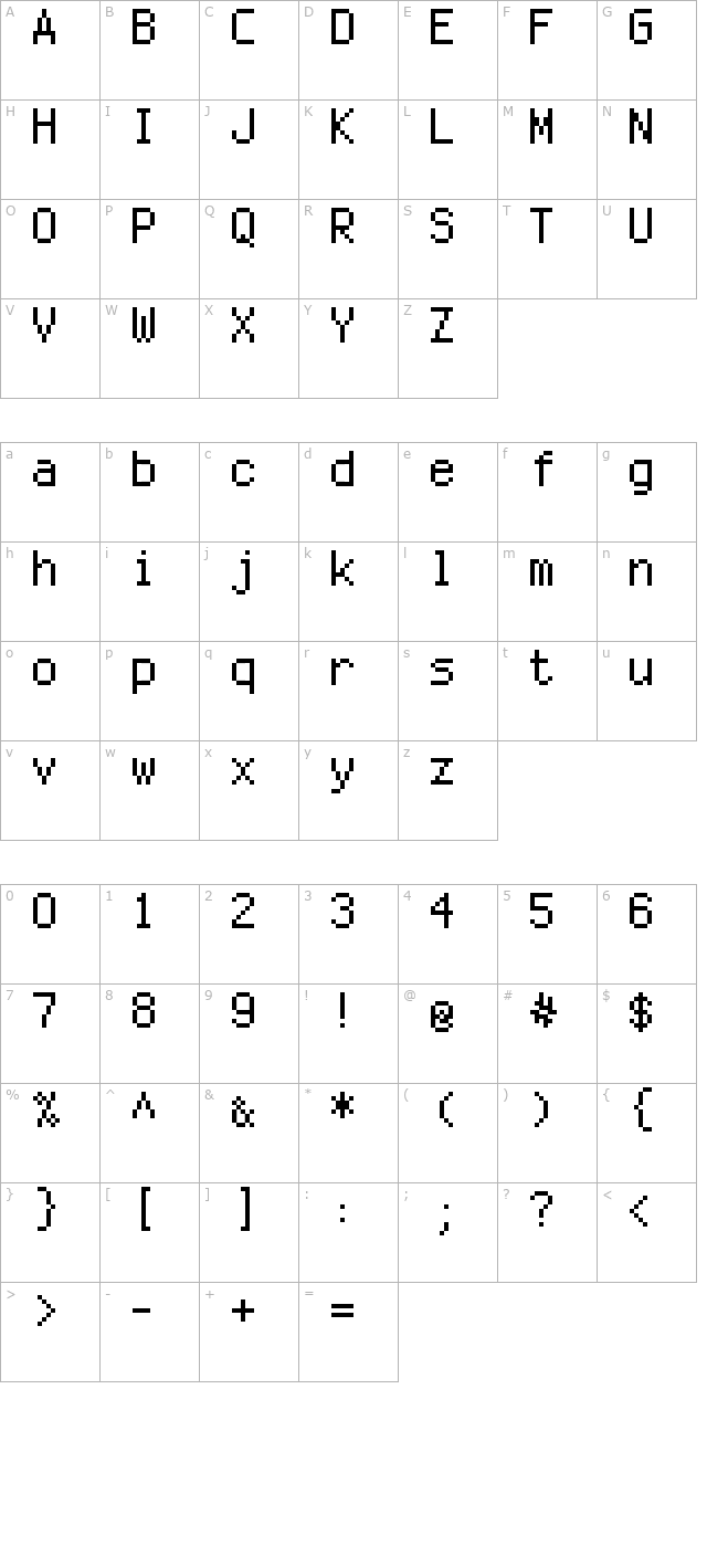 mono-08-55 character map