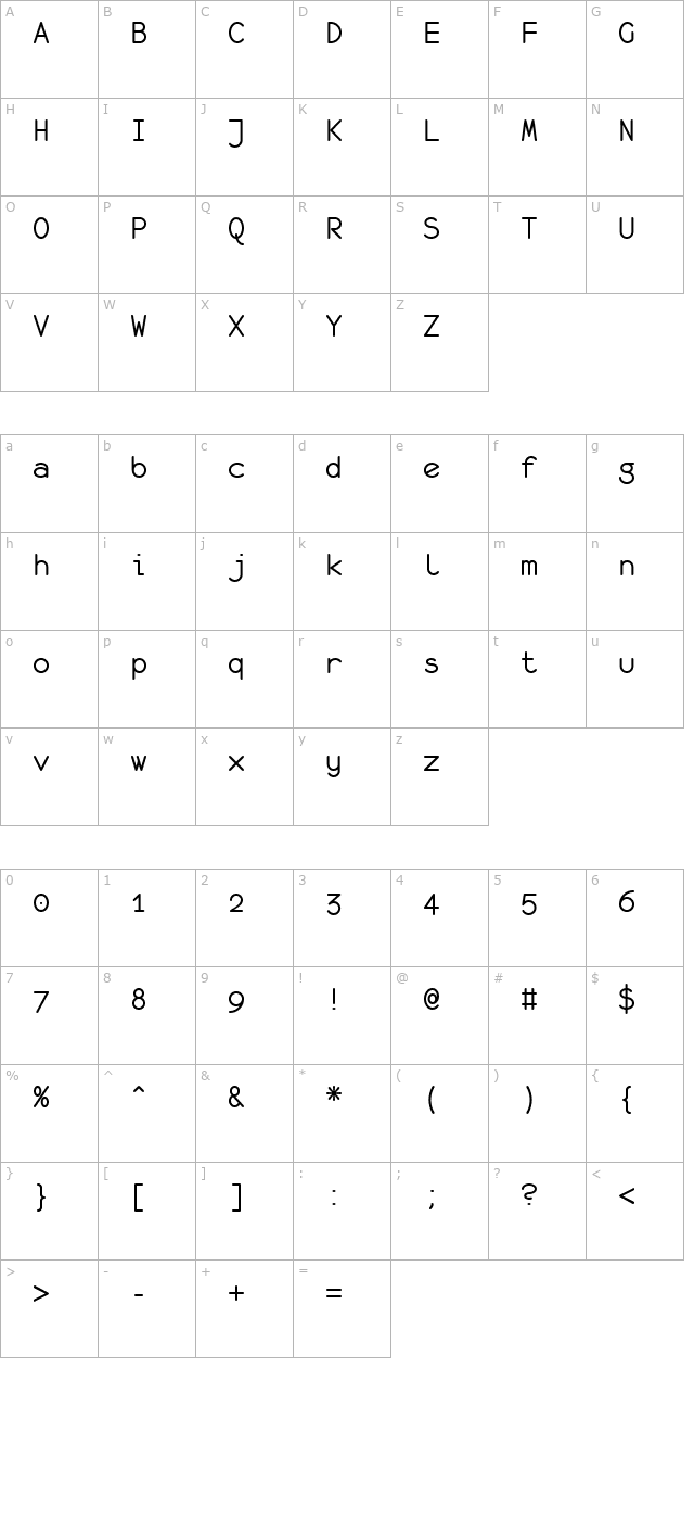 monofur character map