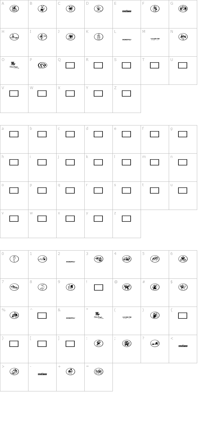 monopolybats character map