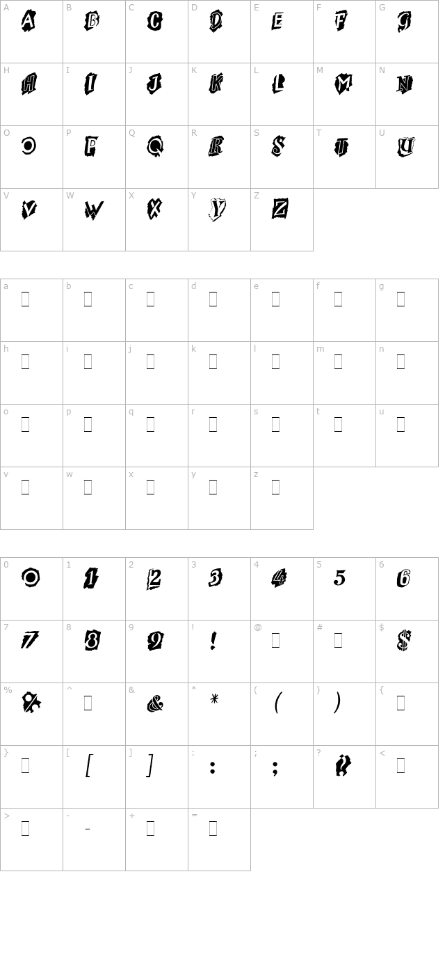 montage-plain character map