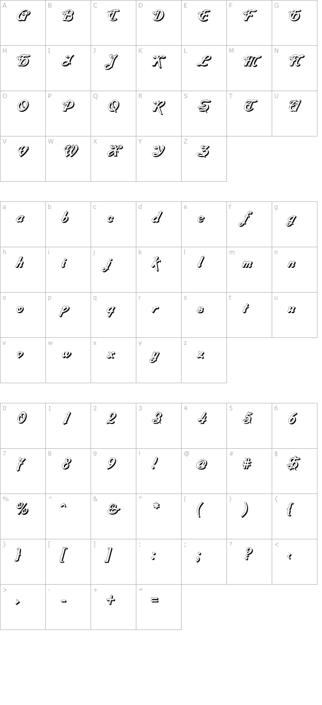 Montage Shadow character map