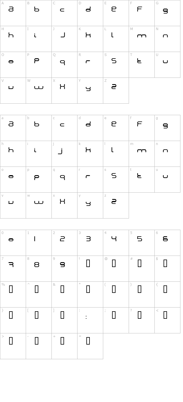 Montana 2001 character map