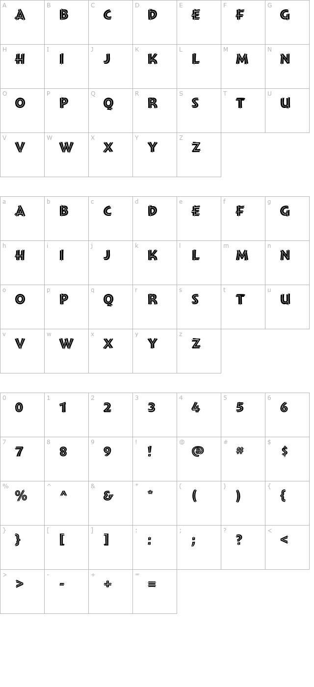 montara-boldinitials character map