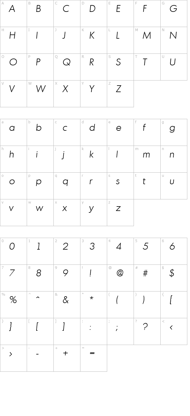 montreal-lightita character map