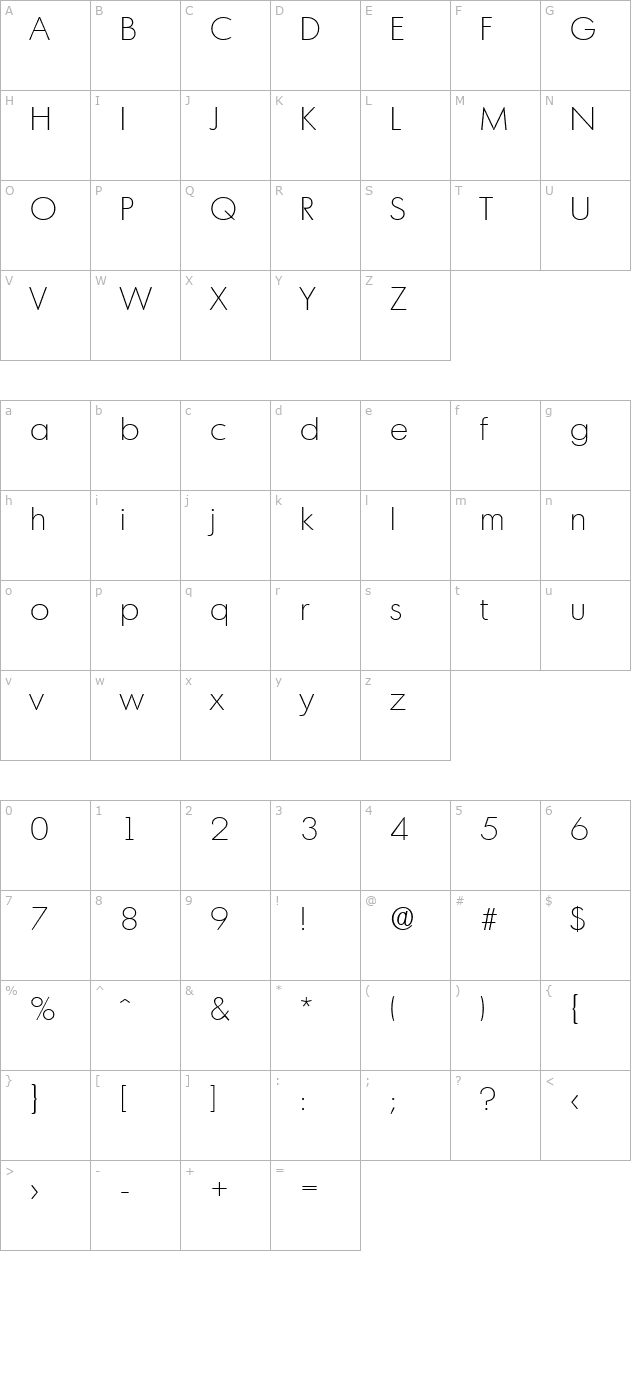 Montreal-Serial-ExtraLight-Regular character map