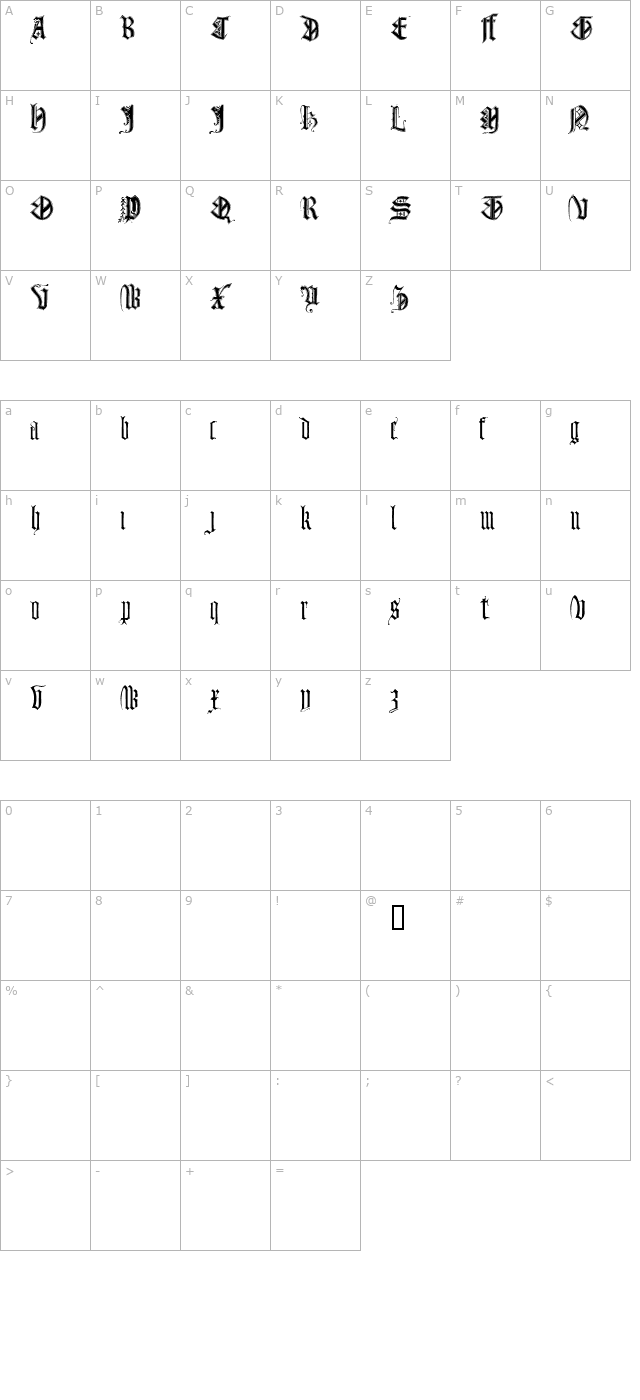 Monumental Gothic character map