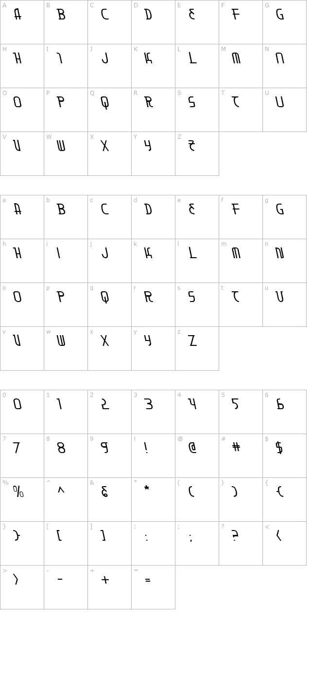 Moon Dart Leftalic character map