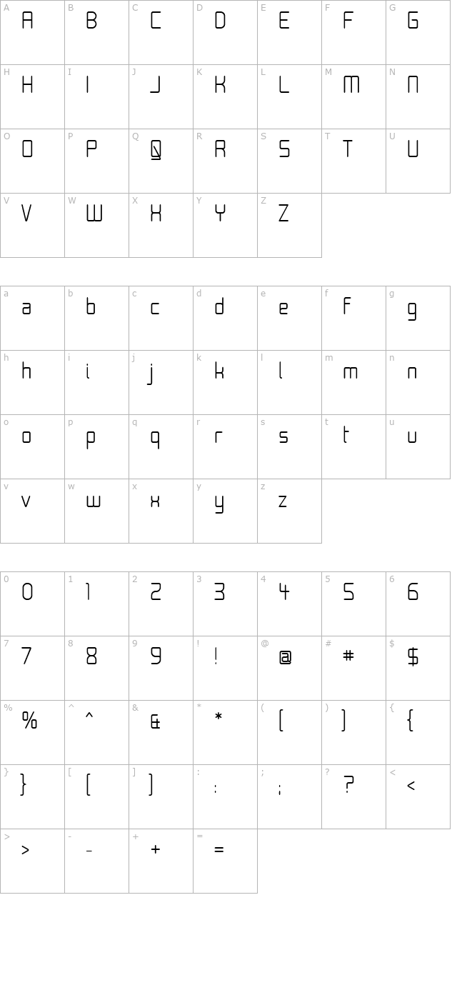 Moondog Fifteen character map