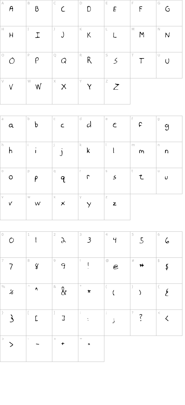 Mooner Regular character map